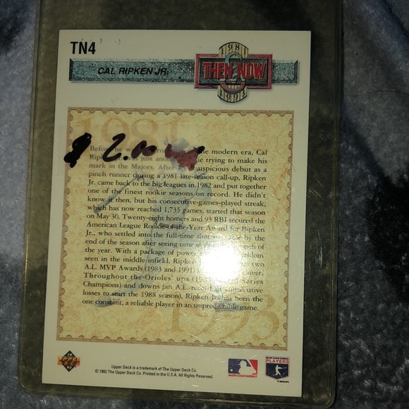 Cal Ripek Jr. 1992 Foil Card !!!RARE!!! - Picture 3 of 3